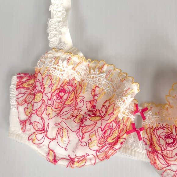 Chantelle 32C Paradise 2385 Sheer Floral Embroidery Balconnette Bra NWT - Picture 11 of 15